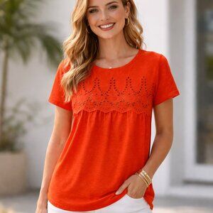 Jachs Girlfriend Red Top, XXL short sleeve with keyhole back, 100% Cotton